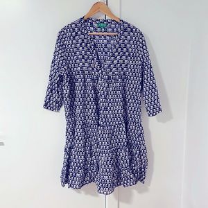 J. Crew Voile Pintuck Dress Blue Floral, size XL